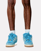 Soft Serve 01 Brunnera Blue by WUUSKÎ — hand-dyed suede close-up