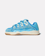 Soft Serve 01 Brunnera Blue by WUUSKÎ — side profile, dyed pattern sole