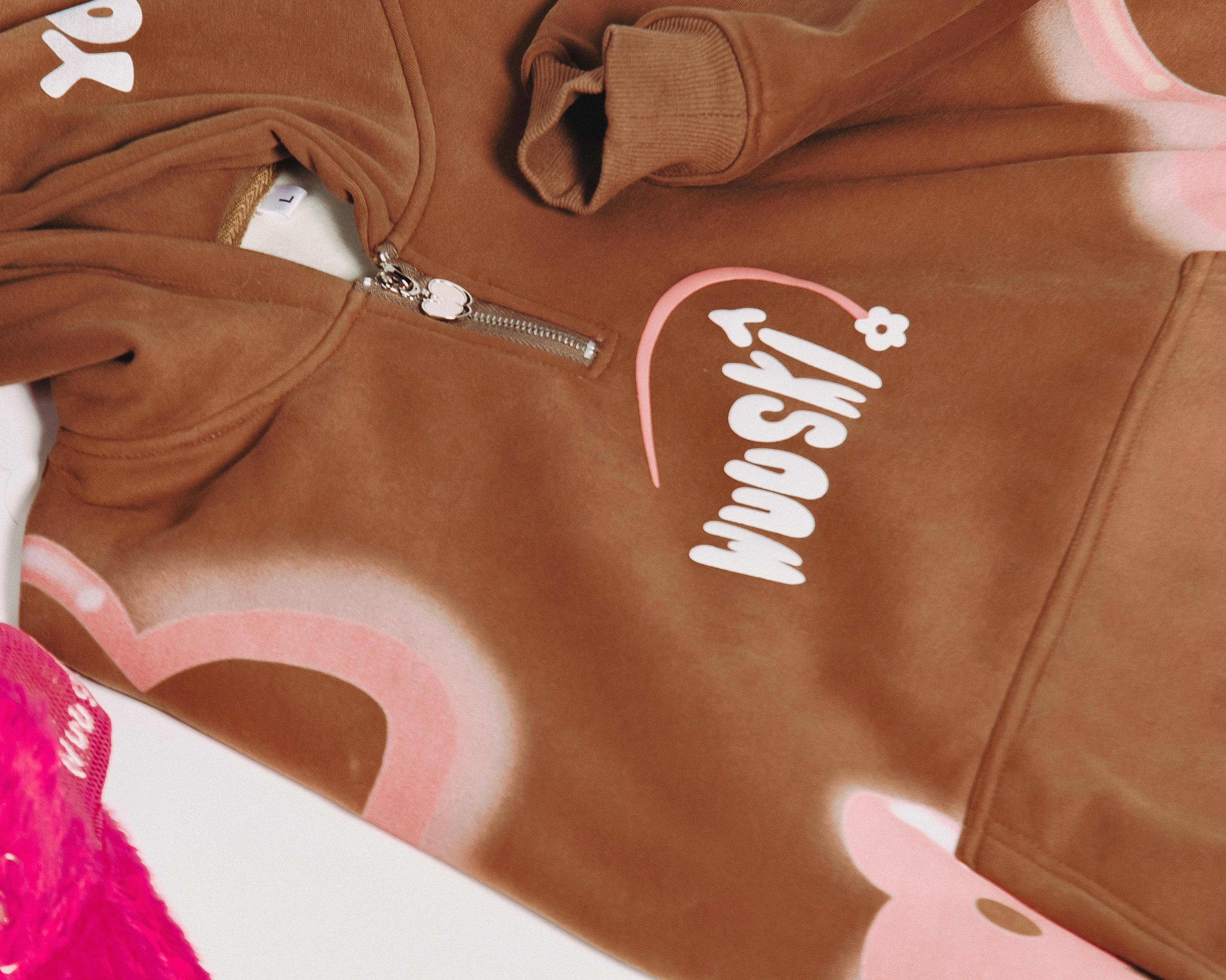 "Can't Hear You" quarter zip hoodie by WUUSKÎ — styled lifestyle, streetwear