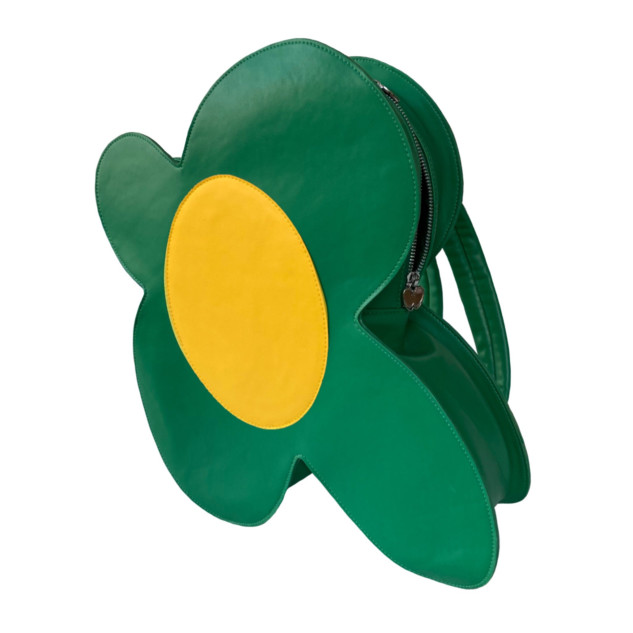 WUUSKÎ "Rewolf" flower backpack in forest green — 17" vegan leather, cruelty-free