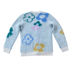 "Garden Room" multi mohair cardigan by WUUSKÎ — detail view, soft knit texture