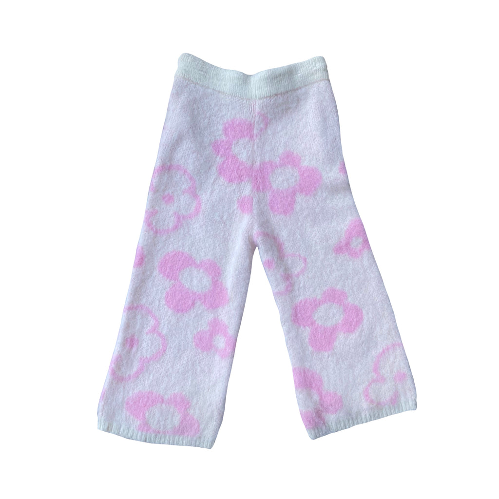 "Garden Room" pink mohair pant by WUUSKÎ — back view, mohair knit fabric