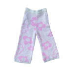 "Garden Room" pink mohair pant by WUUSKÎ — back view, mohair knit fabric
