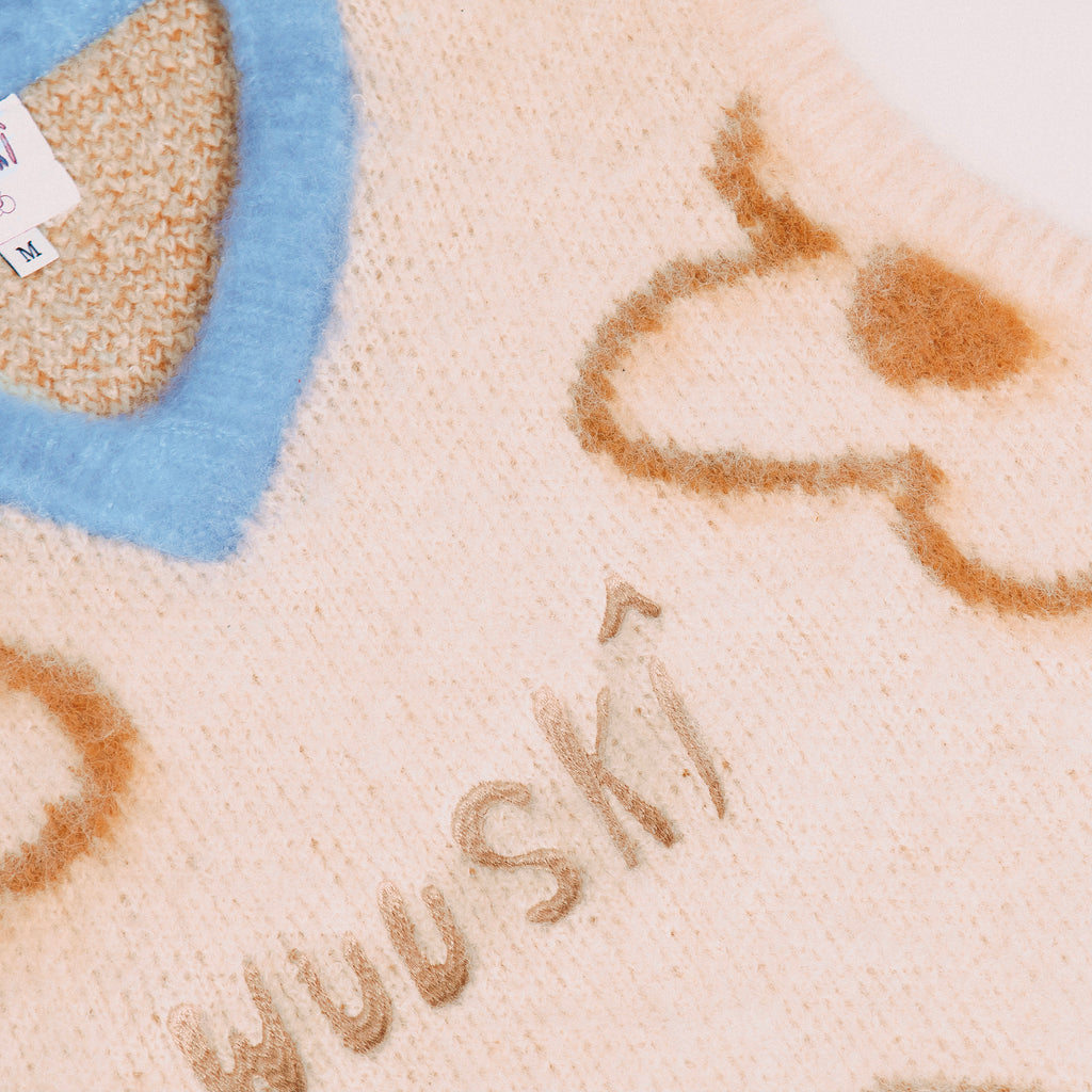 "Cold Copping" mohair vest by WUUSKÎ — model shot, gender-neutral fashion