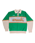 WUUSKÎ "Guns on Christmas" jacquard knit polo — wool/acrylic/viscose blend, oversized