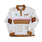WUUSKÎ "Monteith Drive" long-sleeve rugby polo — cotton with vegan leather elbow patches