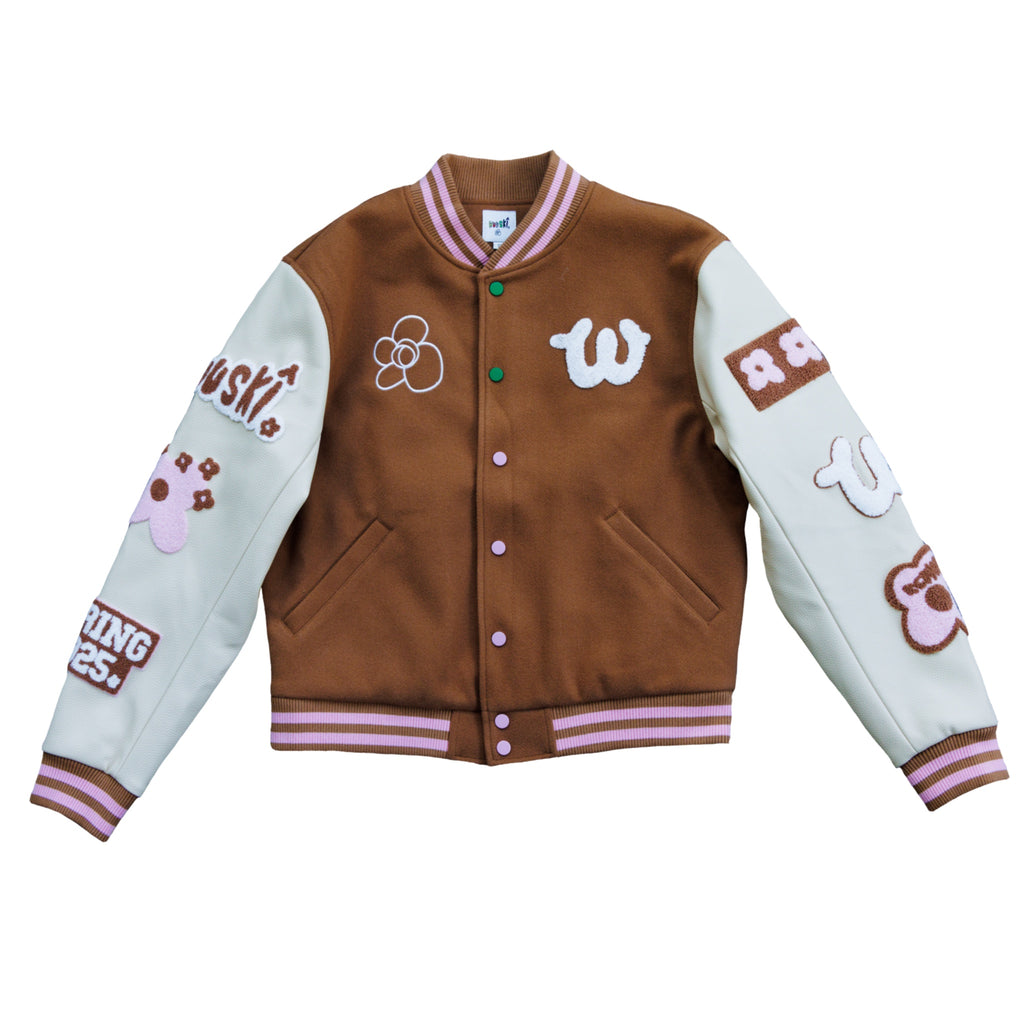 WUUSKÎ "Wuuskî Unîversity" letterman jacket — cotton blend, vegan leather sleeves