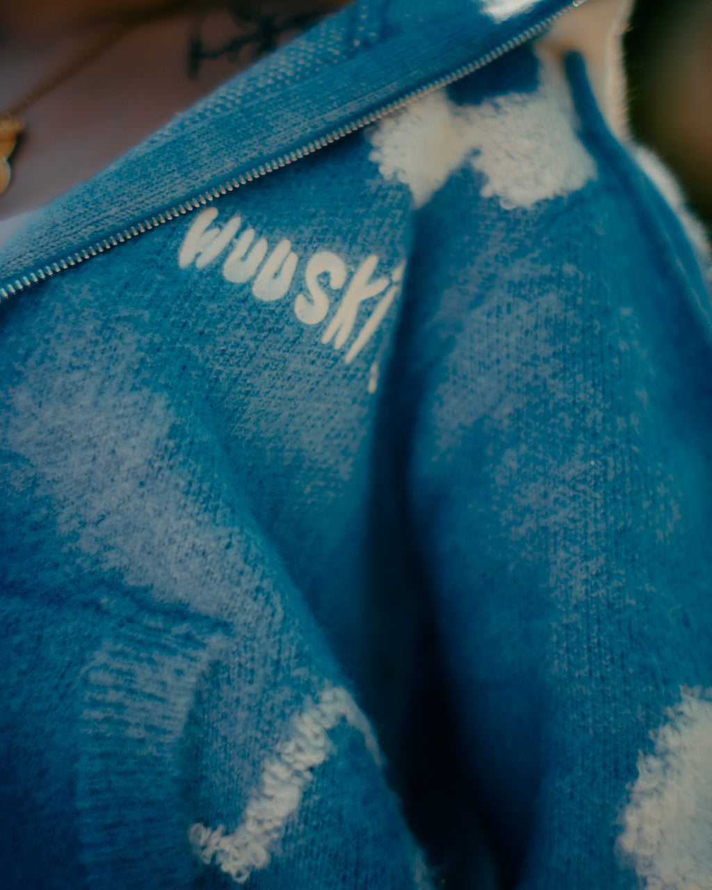 "Garden Room" blue zip hoodie by WUUSKÎ — Atlanta streetwear lifestyle