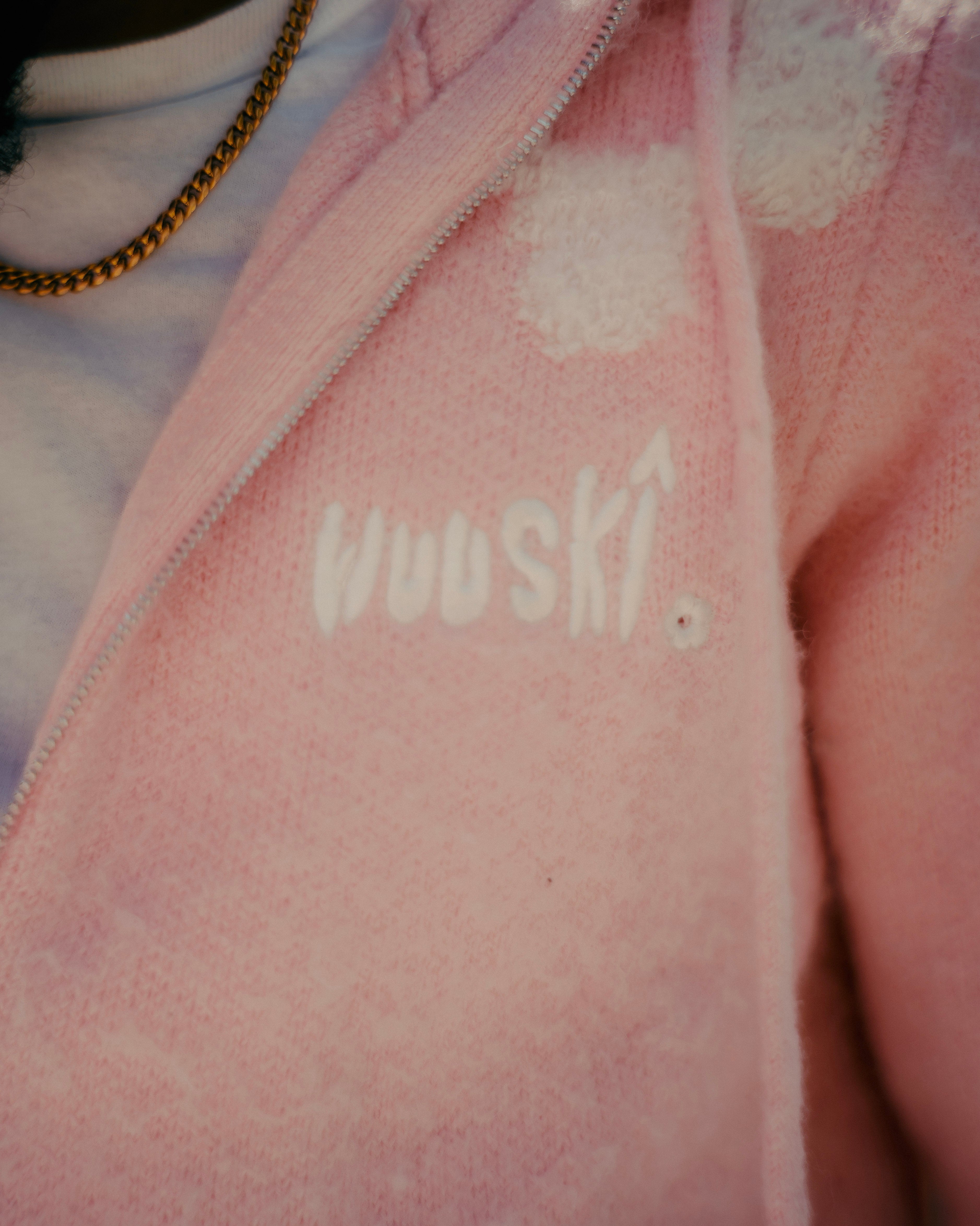 "Garden Room" pink mohair hoodie by WUUSKÎ — Atlanta streetwear editorial