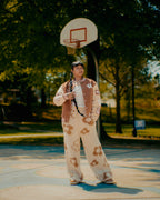 "Garden Room" mohair pant in brown by WUUSKÎ — styled with Garden Room set