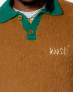 "Mystery Machine" mohair polo by WUUSKÎ — outdoor lifestyle shot