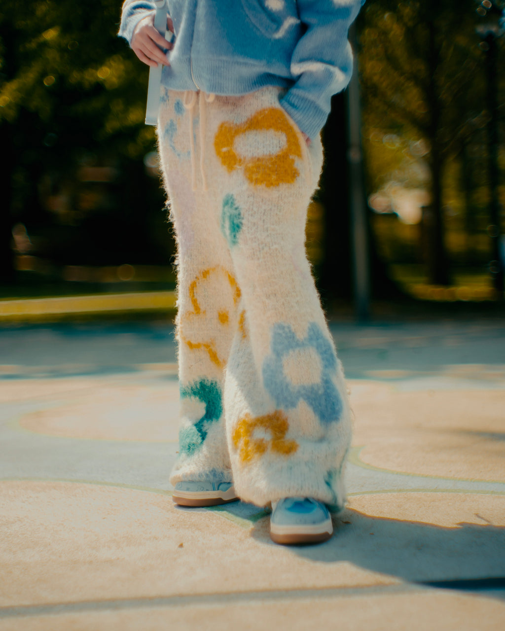 "Garden Room" mohair pant by WUUSKÎ — lifestyle, styled with Garden Room set
