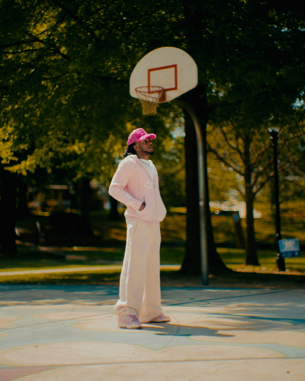 "Garden Room" pink mohair pant by WUUSKÎ — streetwear styled look