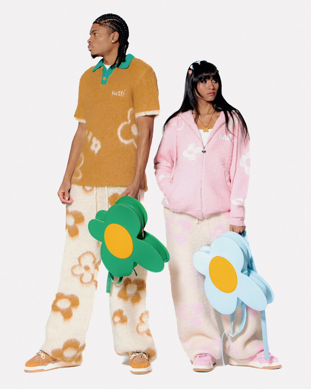 WUUSKÎ "Rewolf" flower backpack — lifestyle shot, Atlanta streetwear brand