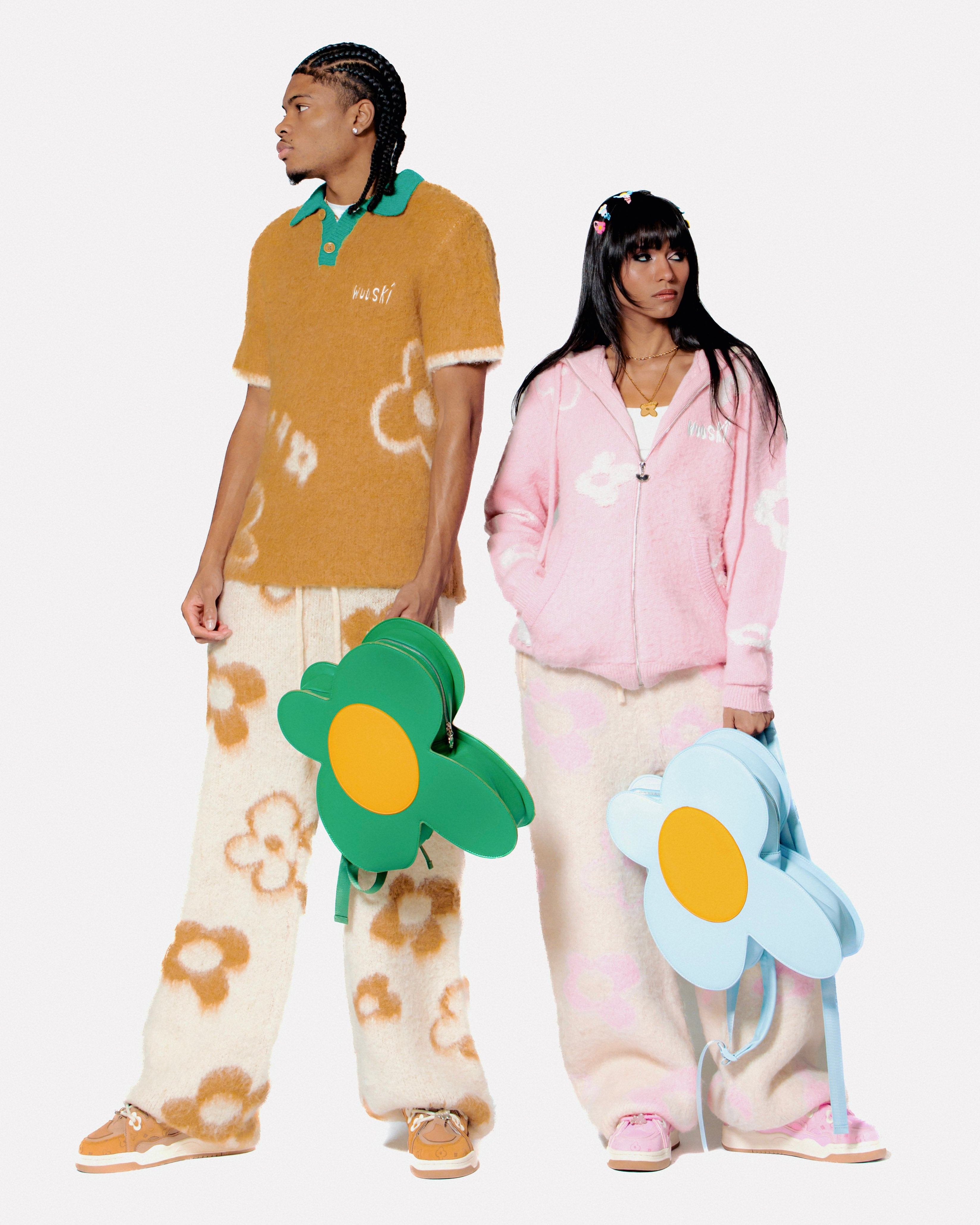 WUUSKÎ "Rewolf" flower backpack — lifestyle shot, Atlanta streetwear brand